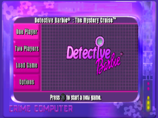 Detective Barbie The Mystery Cruise title screen for Playstation